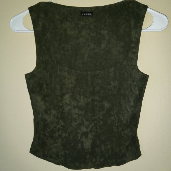 Fitted Olive-Green Faux Suede Tank Top Women's S - Picture 5 of 5